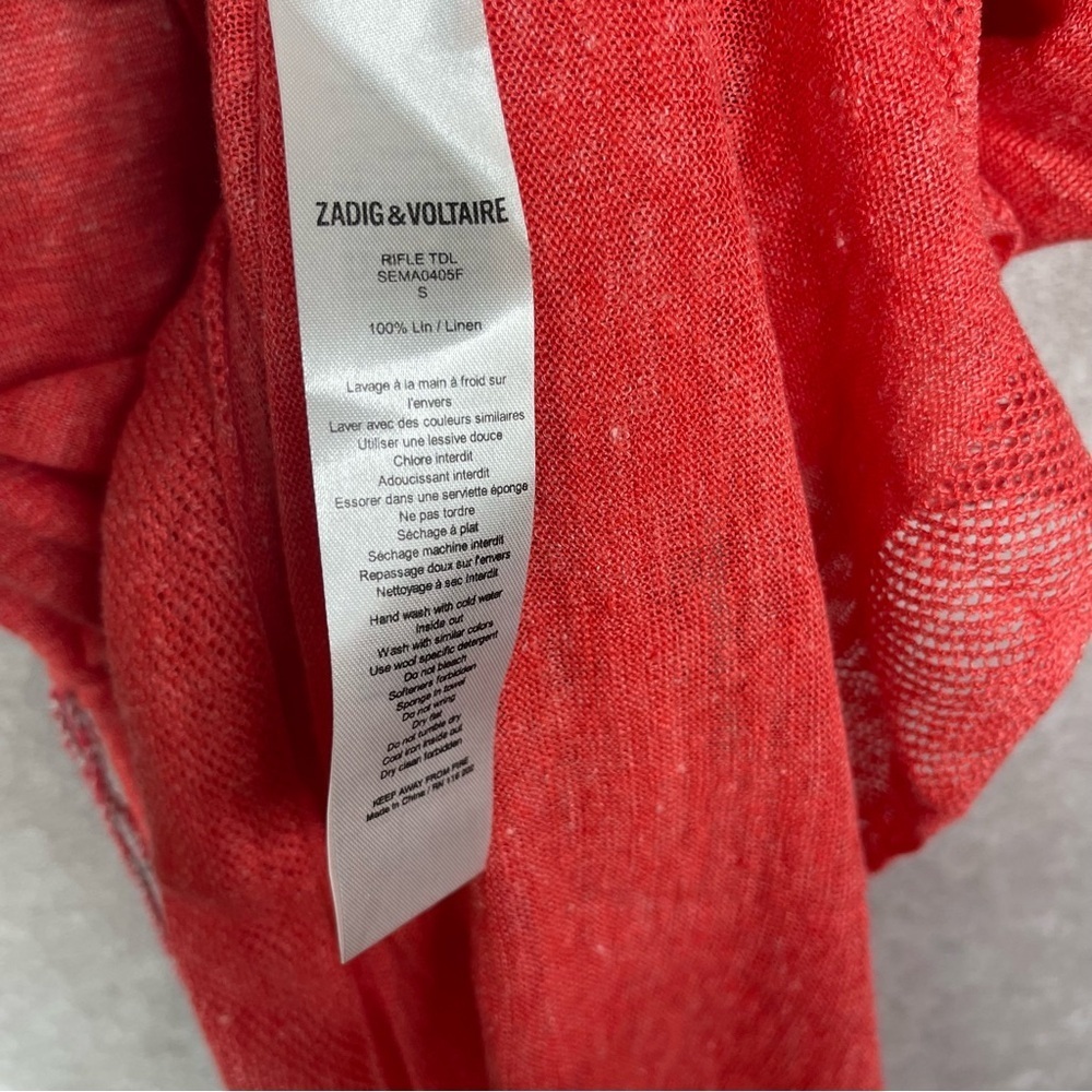 Zadig & Voltaire Linen Sheer Knit Drop Waist Cover Dress In Coral Women's Size S - Picture 6 of 8